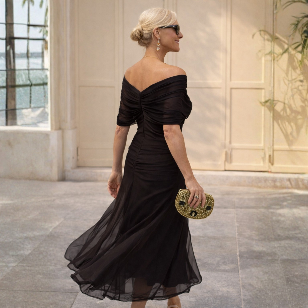Esme | Off-Shoulder Midi Dress with Pockets