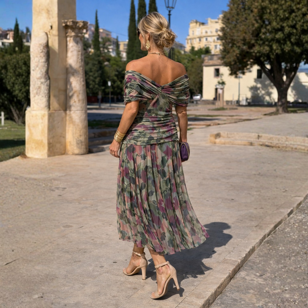 Esme | Off-Shoulder Midi Dress with Pockets