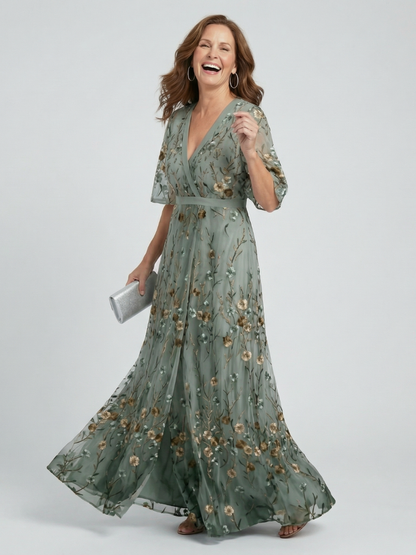 Elle | Floral Flutter Sleeve Maxi Dress