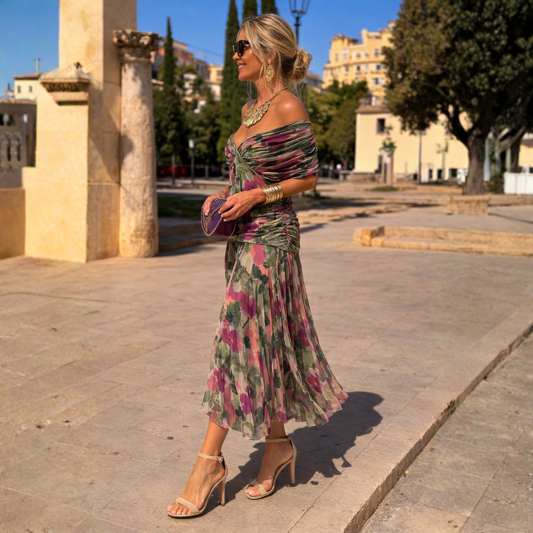 Esme | Off-Shoulder Midi Dress with Pockets