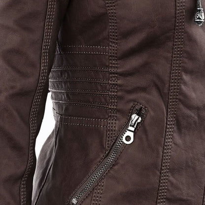 Olive™ - Waterproof Women's Leather Jacket with Hood