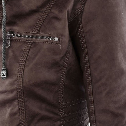 Olive™ - Waterproof Women's Leather Jacket with Hood