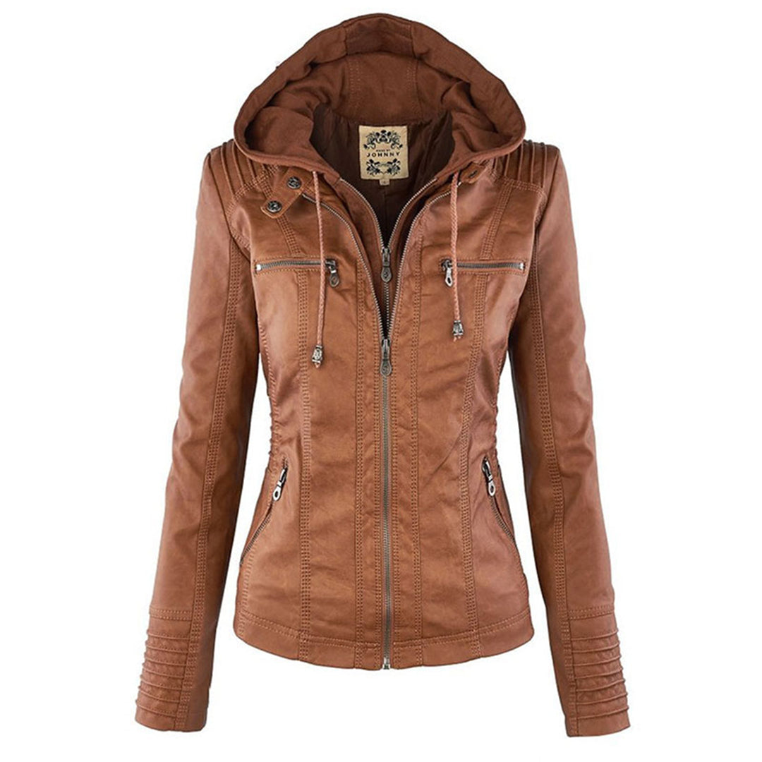 Olive™ - Waterproof Women's Leather Jacket with Hood