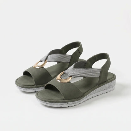 Sylvie | Gold Ring Cross Strap Sandals