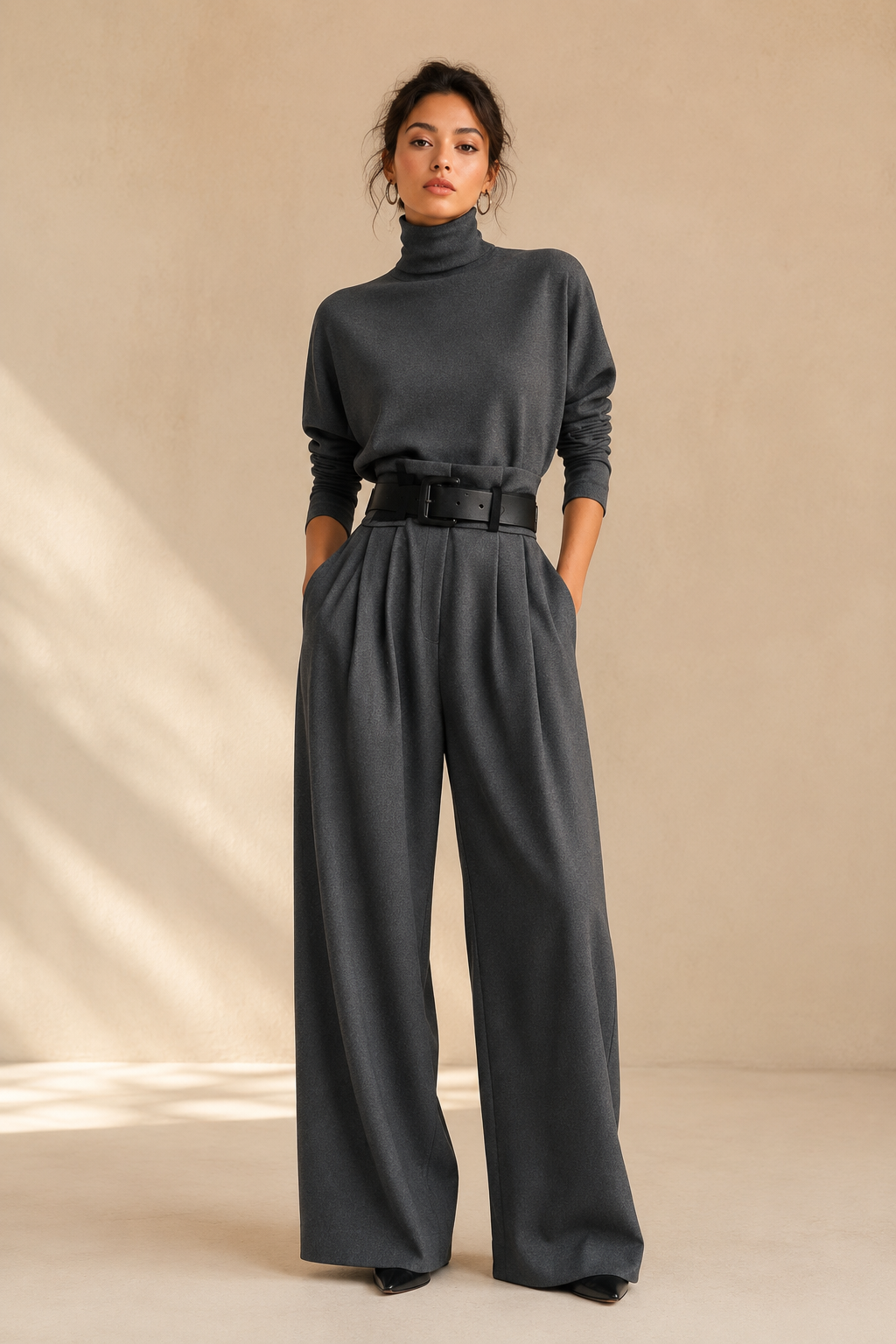 Inés high-neck and palazzo trouser set