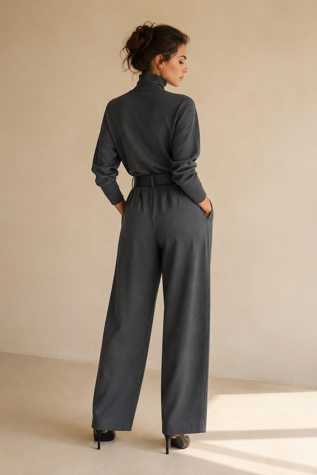 Inés high-neck and palazzo trouser set
