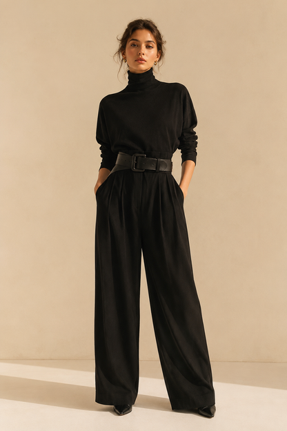 Inés high-neck and palazzo trouser set