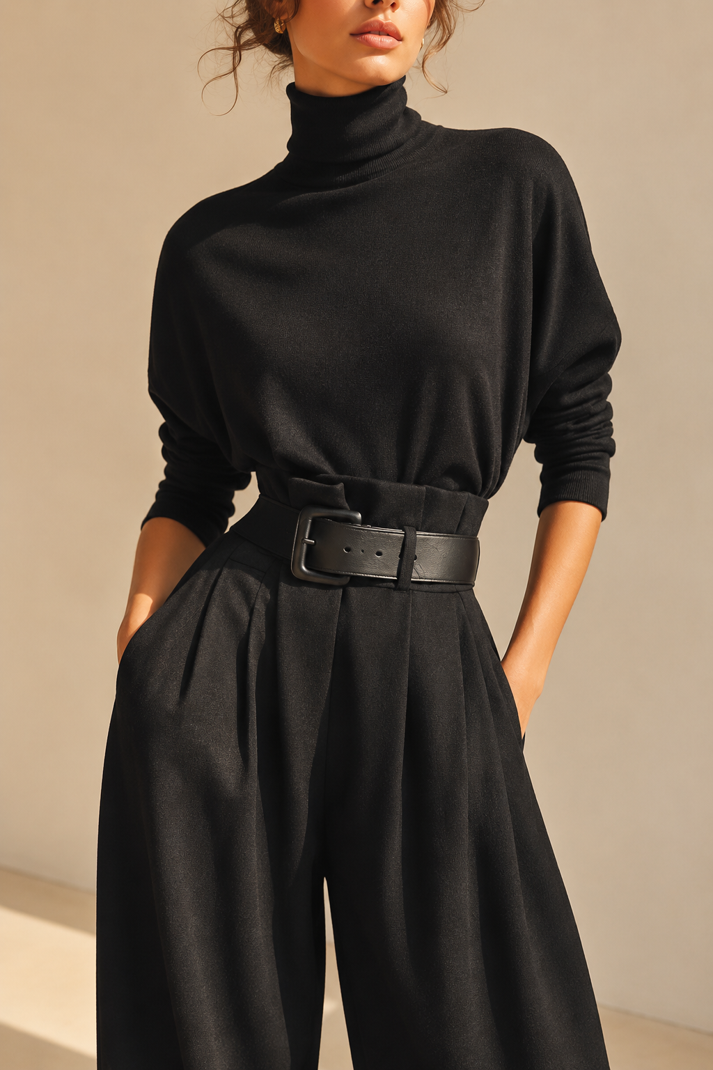 Inés high-neck and palazzo trouser set