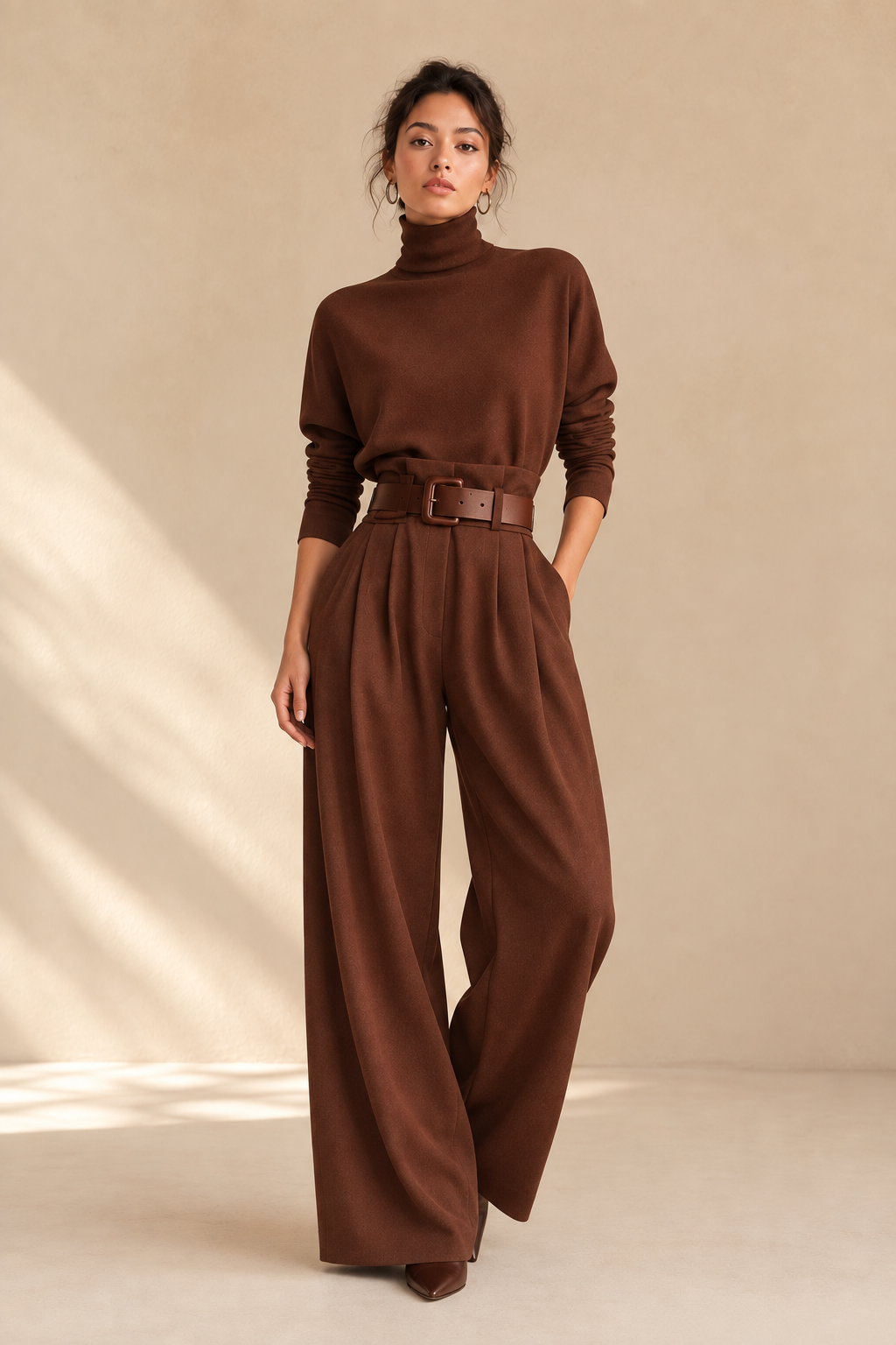Inés high-neck and palazzo trouser set