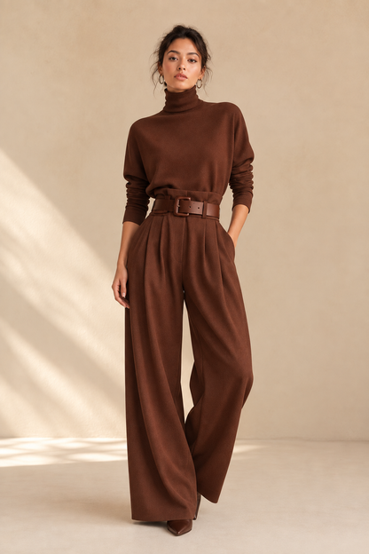 Inés high-neck and palazzo trouser set