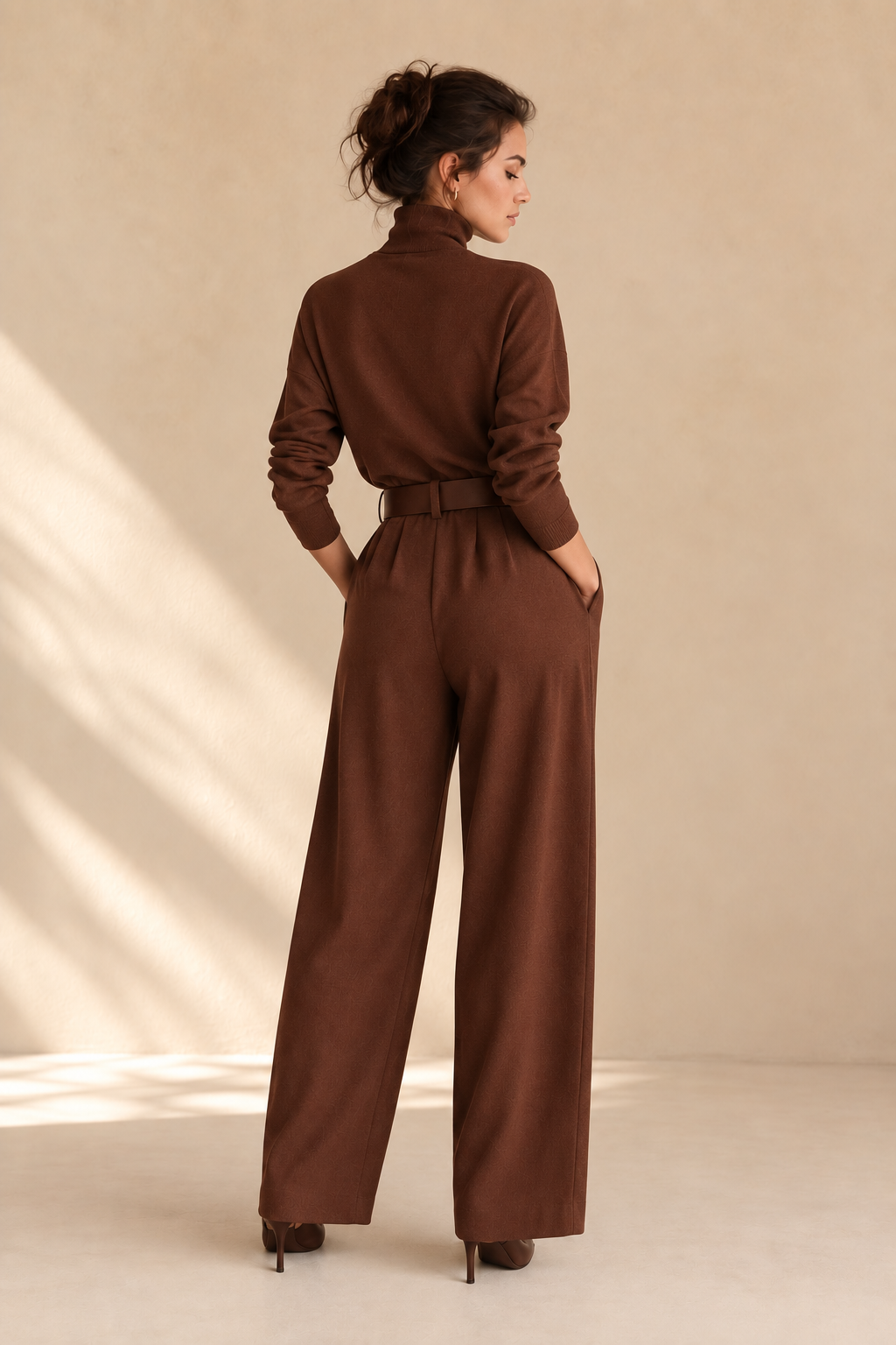 Inés high-neck and palazzo trouser set
