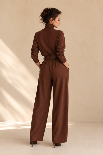 Inés high-neck and palazzo trouser set