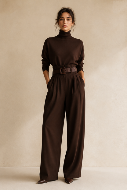Inés high-neck and palazzo trouser set