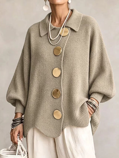 Isadora oversized cardigan with gold-tone buttons
