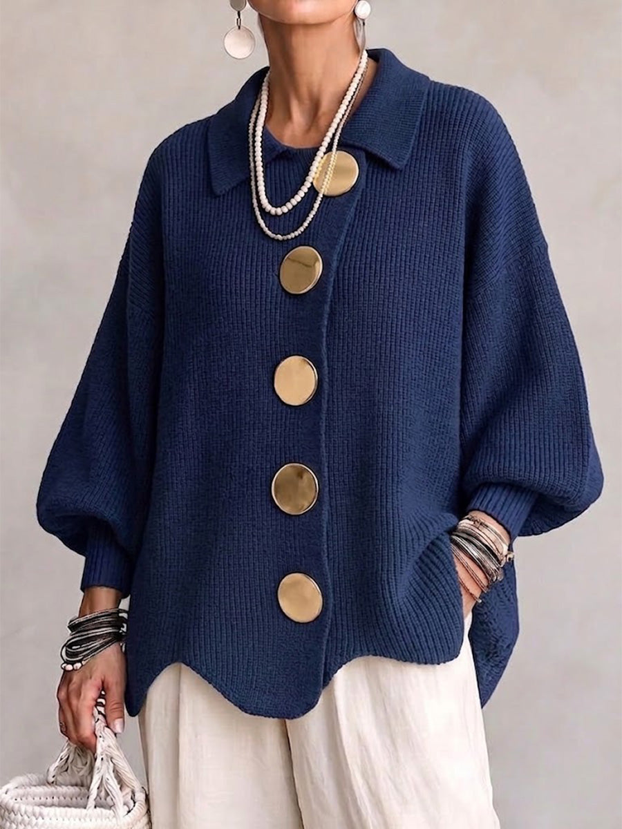 Isadora oversized cardigan with gold-tone buttons