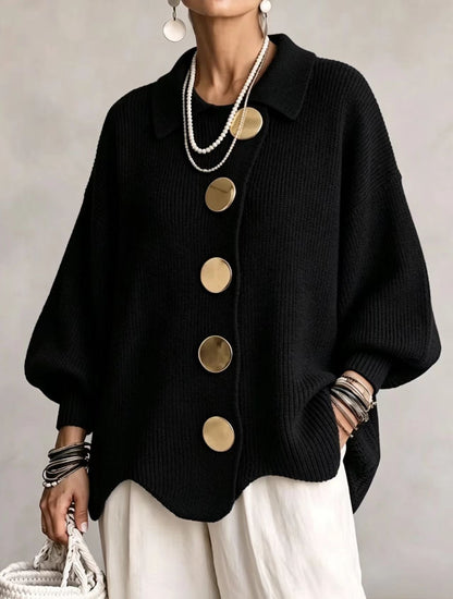 Isadora oversized cardigan with gold-tone buttons