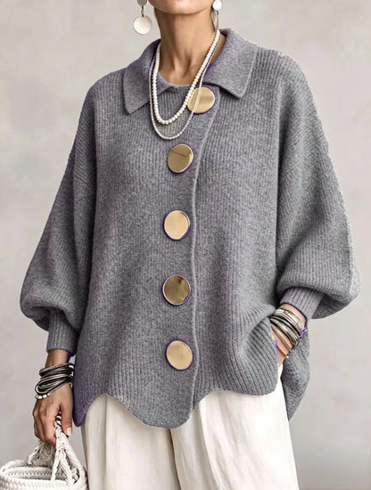Isadora oversized cardigan with gold-tone buttons