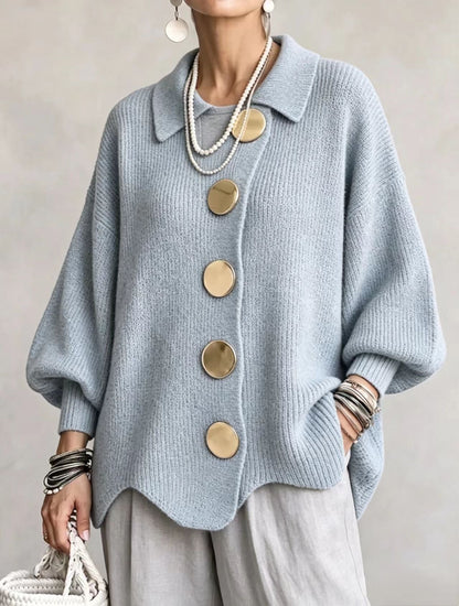 Isadora oversized cardigan with gold-tone buttons