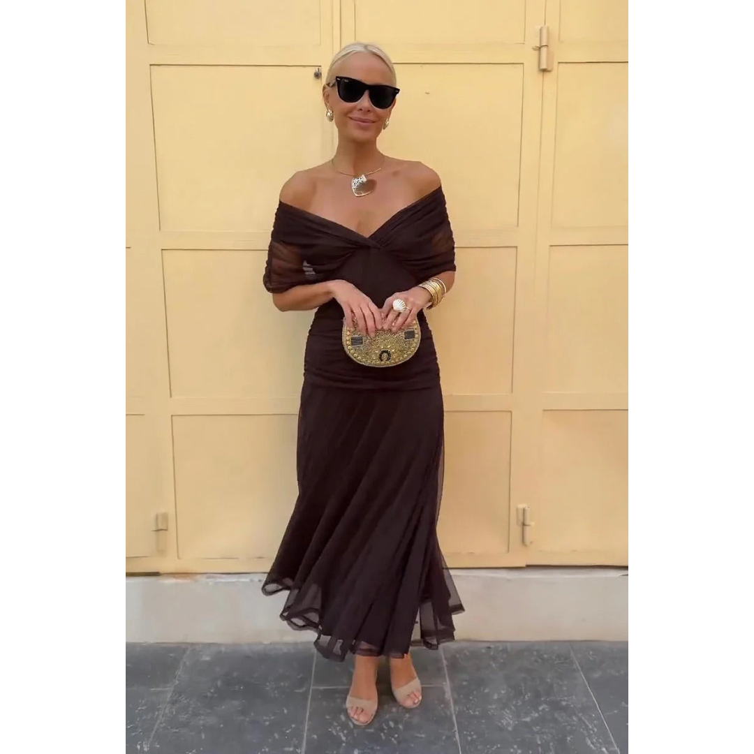 Esme | Off-Shoulder Midi Dress with Pockets
