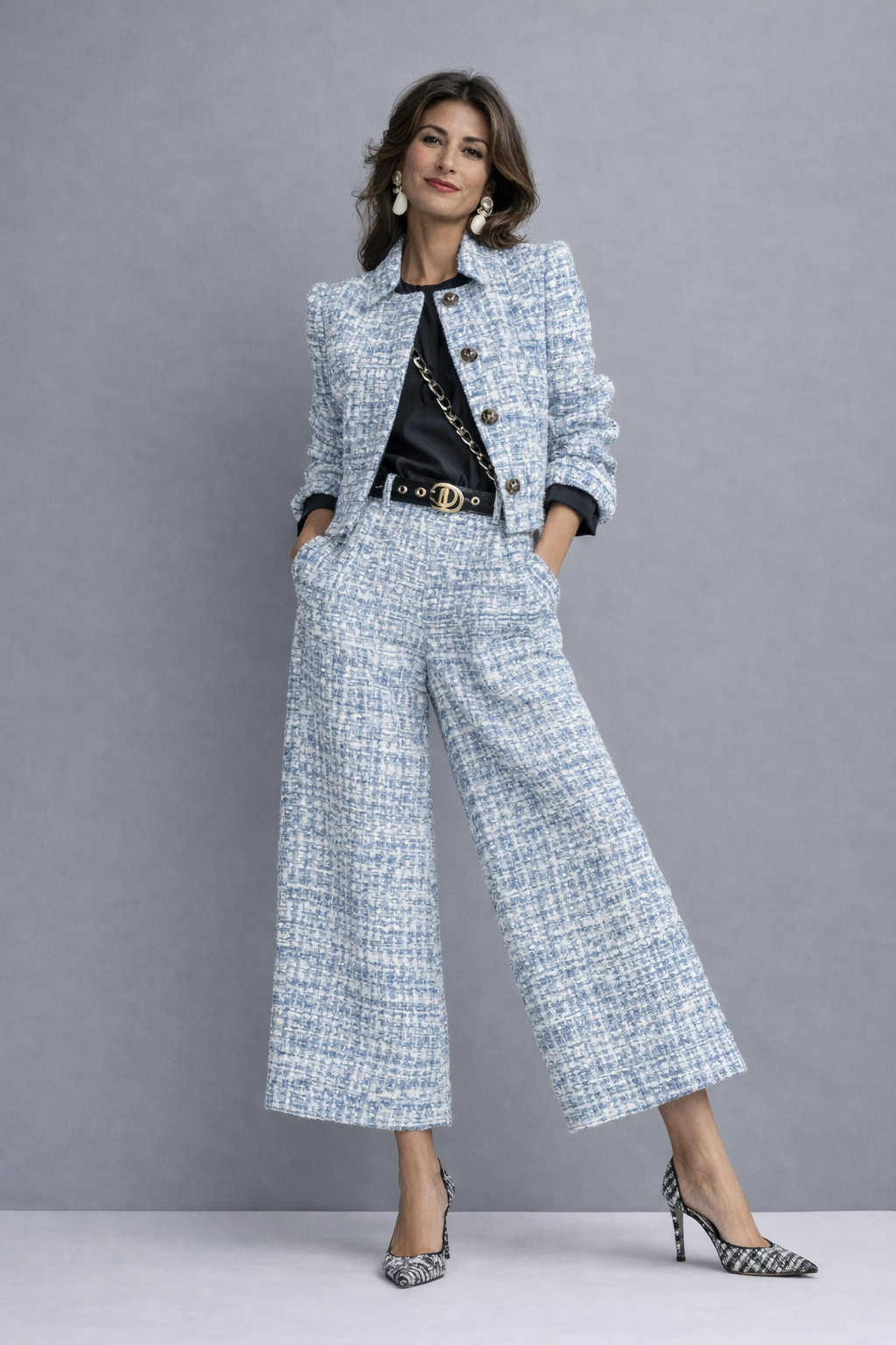 Scarlet | Tweed Jacket & Wide-Leg Trouser Set