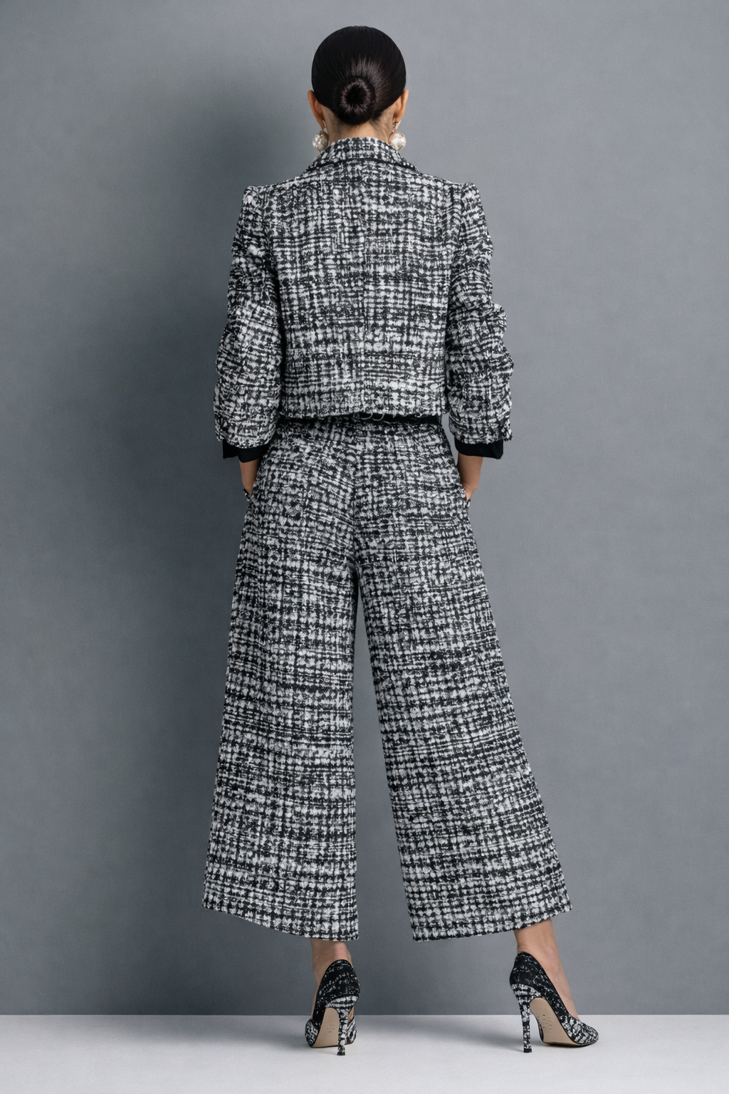 Scarlet | Tweed Jacket & Wide-Leg Trouser Set
